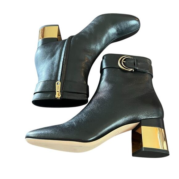 Chloé Alizè Zip Detailed Ankle Boots Goatskin Leather Black NEW EU 39.5 US 9.5 - Picture 8 of 14
